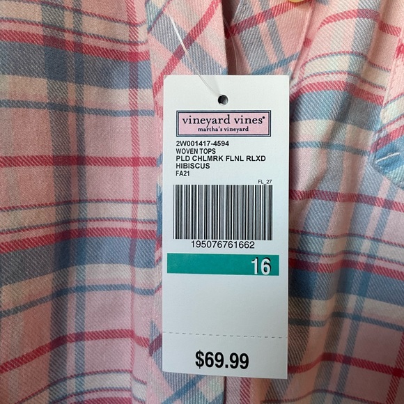 NWT Vineyard Vines Plaid Chilmark Relaxed Button-Down Shirt - size 16 - Picture 5 of 9